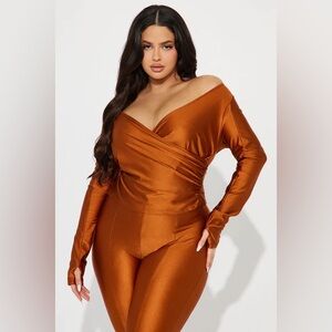 Elegant Rust Satin Coord Set |